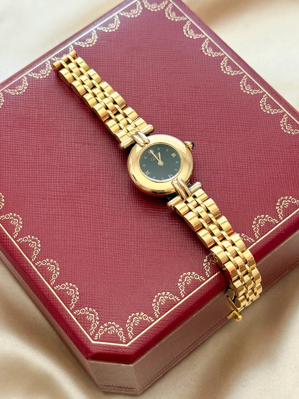Authentic Vintage Cartier Gold Watch  With Box